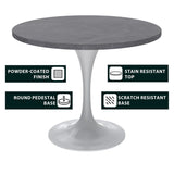 Verve Dining Table with a 36" Round Tabletop in White Steel Pedestal