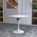 Verve Dining Table with a 36" Round Tabletop in White Steel Pedestal