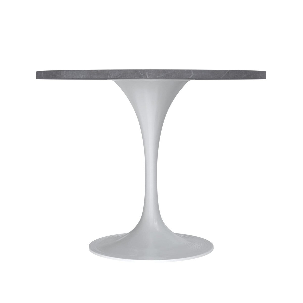 Verve Dining Table with a 36" Round Tabletop in White Steel Pedestal