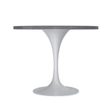 Verve Dining Table with a 36" Round Tabletop in White Steel Pedestal