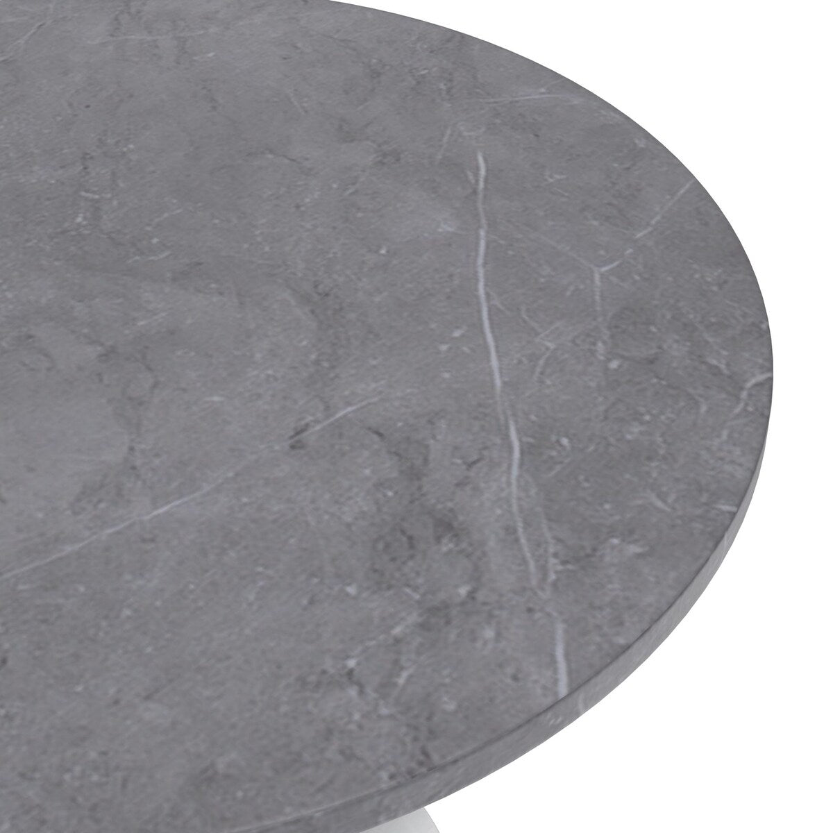 Verve Dining Table with a 36" Round Tabletop in White Steel Pedestal