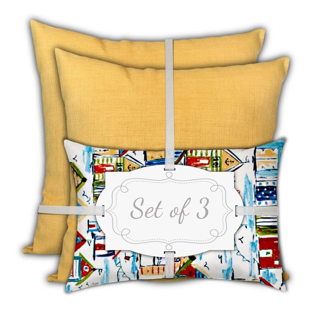 Joita Home Lemon Frosting Indoor/Outdoor, Zippered Pillow Cover with Insert, Set of 2 Large & 1 Lumbar