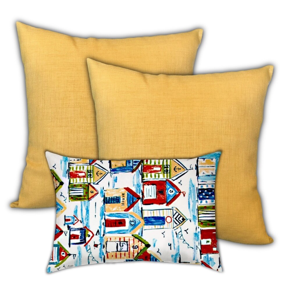Joita Home Lemon Frosting Indoor/Outdoor, Zippered Pillow Cover with Insert, Set of 2 Large & 1 Lumbar