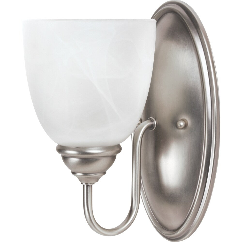 Lemont 1-light Antique Brushed Nickel Wall/Bath Sconce with White Alabaster Glass