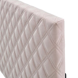 Lemont Diamond Shaped Pink Velvet Upholstered Full/Queen Size Headboard