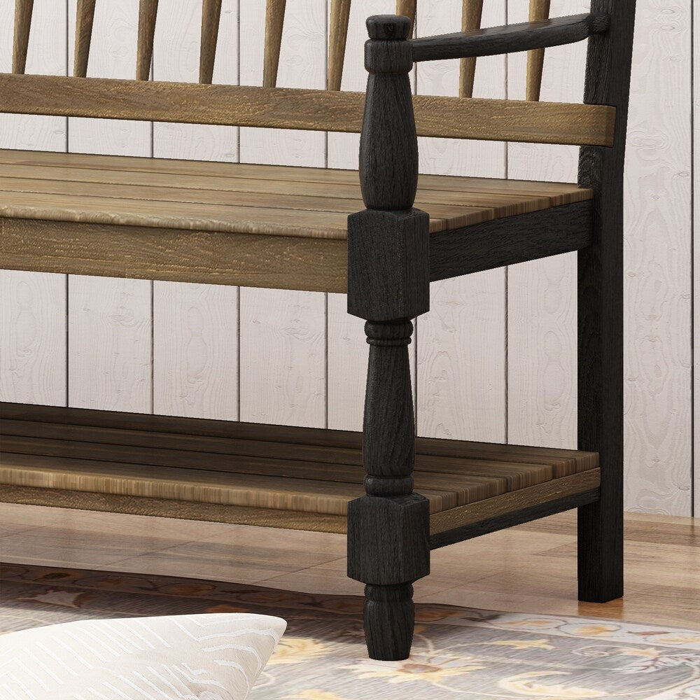 Lennon Acacia Wood Bench with Shelf by Christopher Knight Home