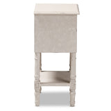 Lenore Country Cottage Farmhouse Whitewashed 2-Drawer Nightstand