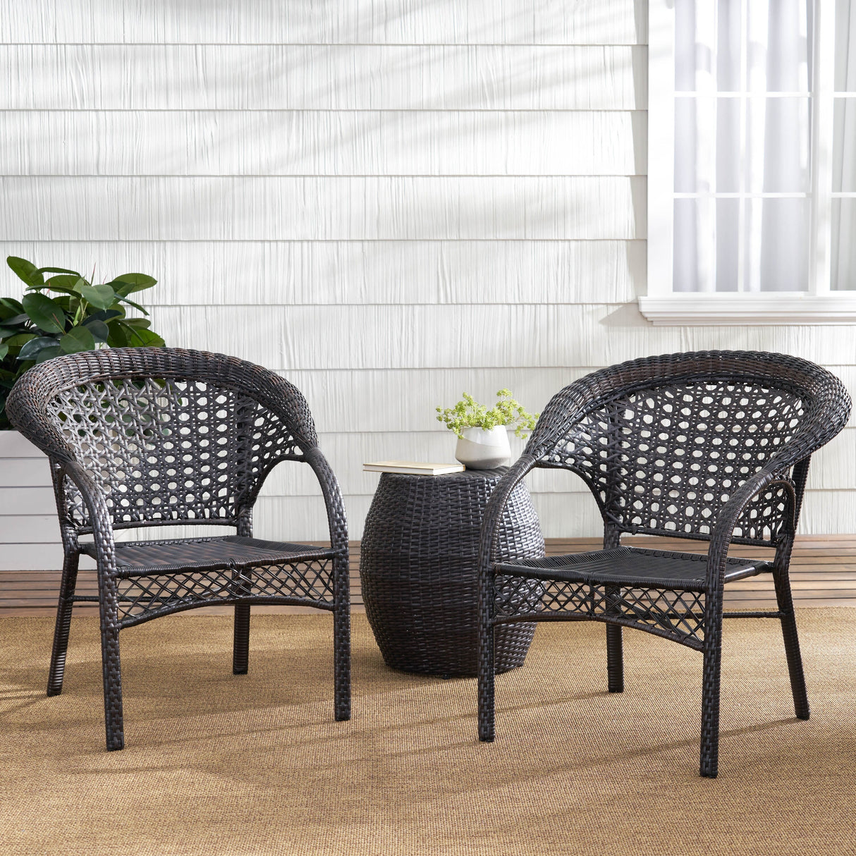 Leon Outdoor 3-Piece Wicker Chat Set by Christopher Knight Home