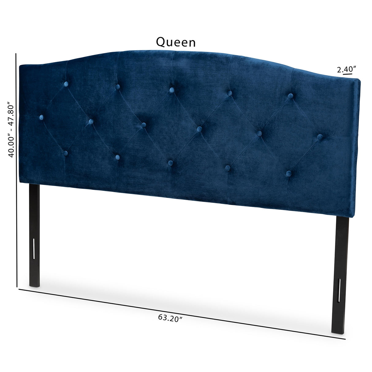 Leone Modern and Contemporary Velvet Upholstered Headboard-Navy Blue