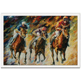 Leonid Afremov 'Instant of Success' Colorful Abstract Horse Race Painting Giclée on Metal