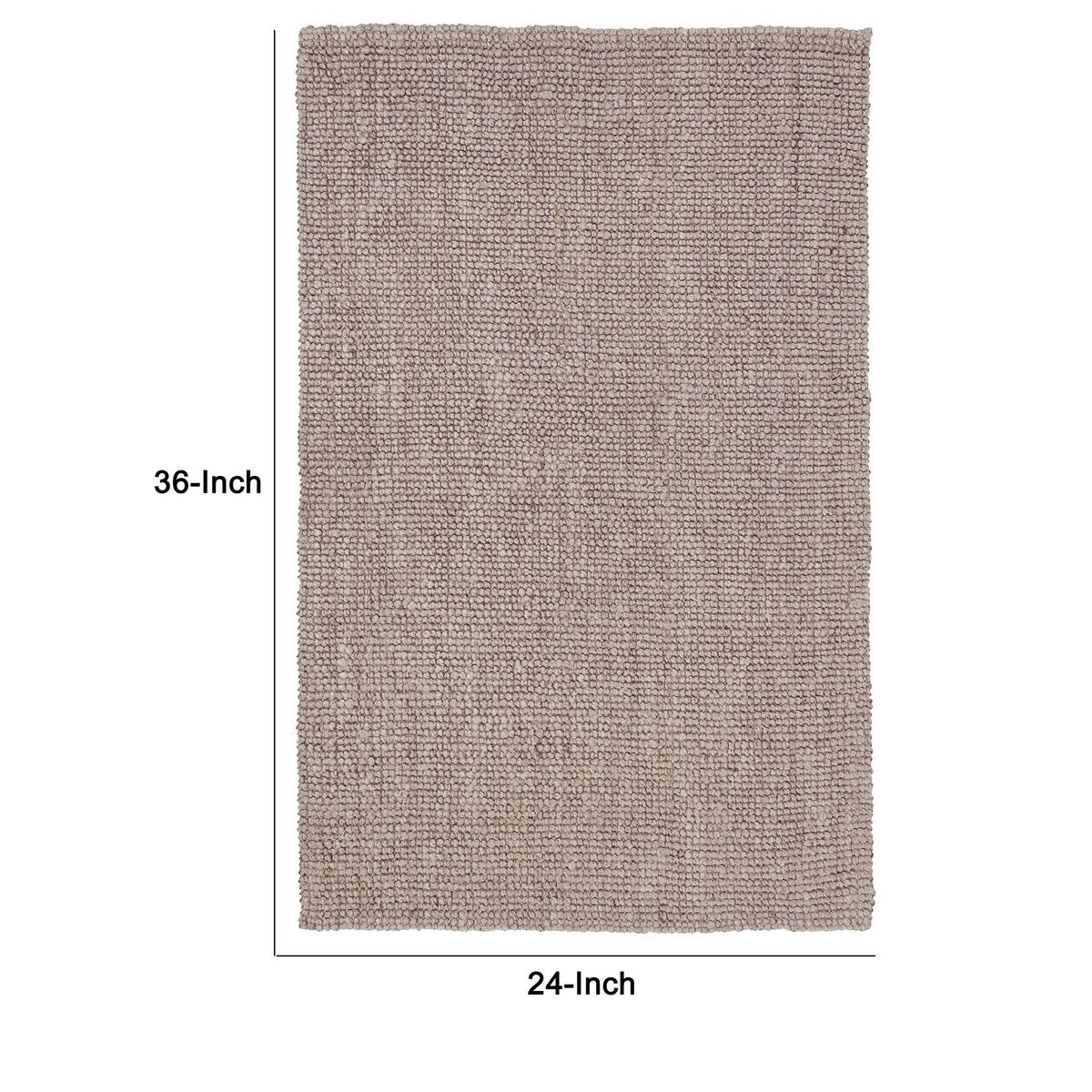 Lestino 2 x 3 Handspun Area Rug, Beige Jute, Boucle Woven Solid Pattern - 2 x 3