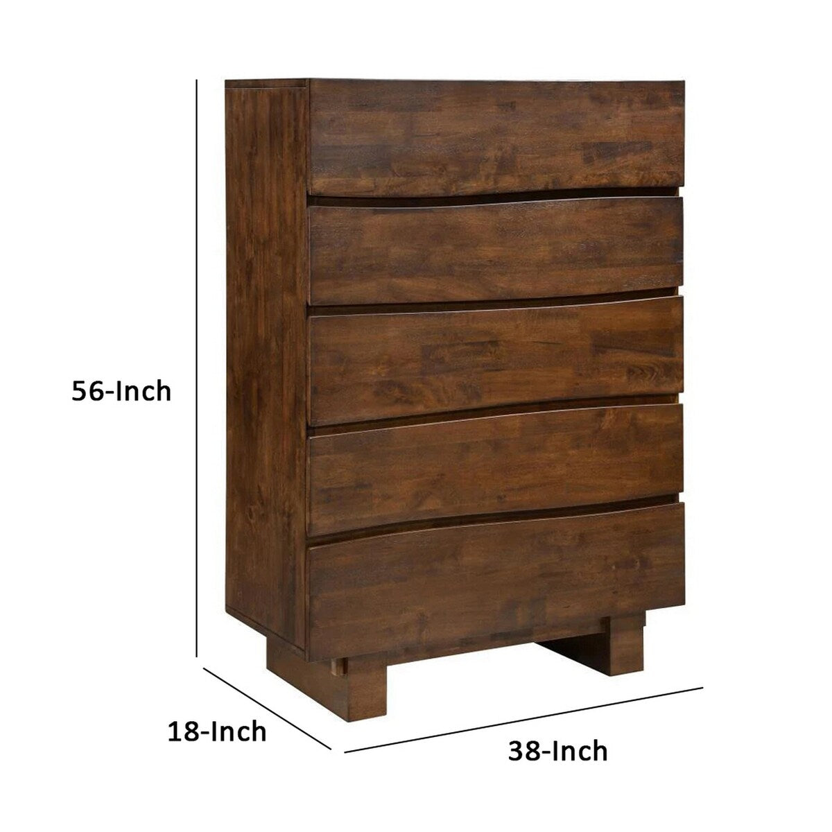 Lev 56 Inch Tall Dresser Chest 5 Drawers Felt Lined Rustic Brown Wo Overstock