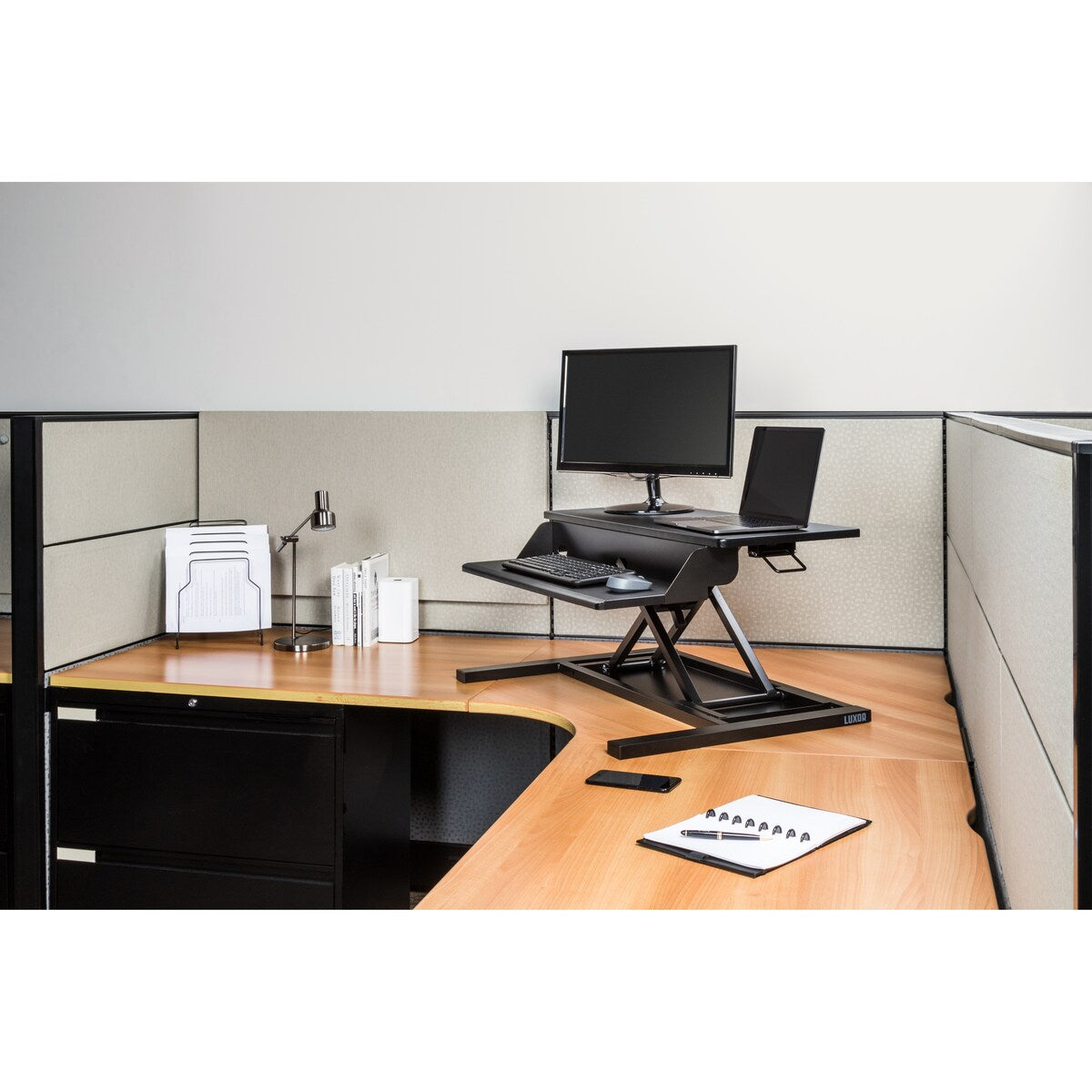 Two-Tier Pneumatic Standing Desk Converter - Black