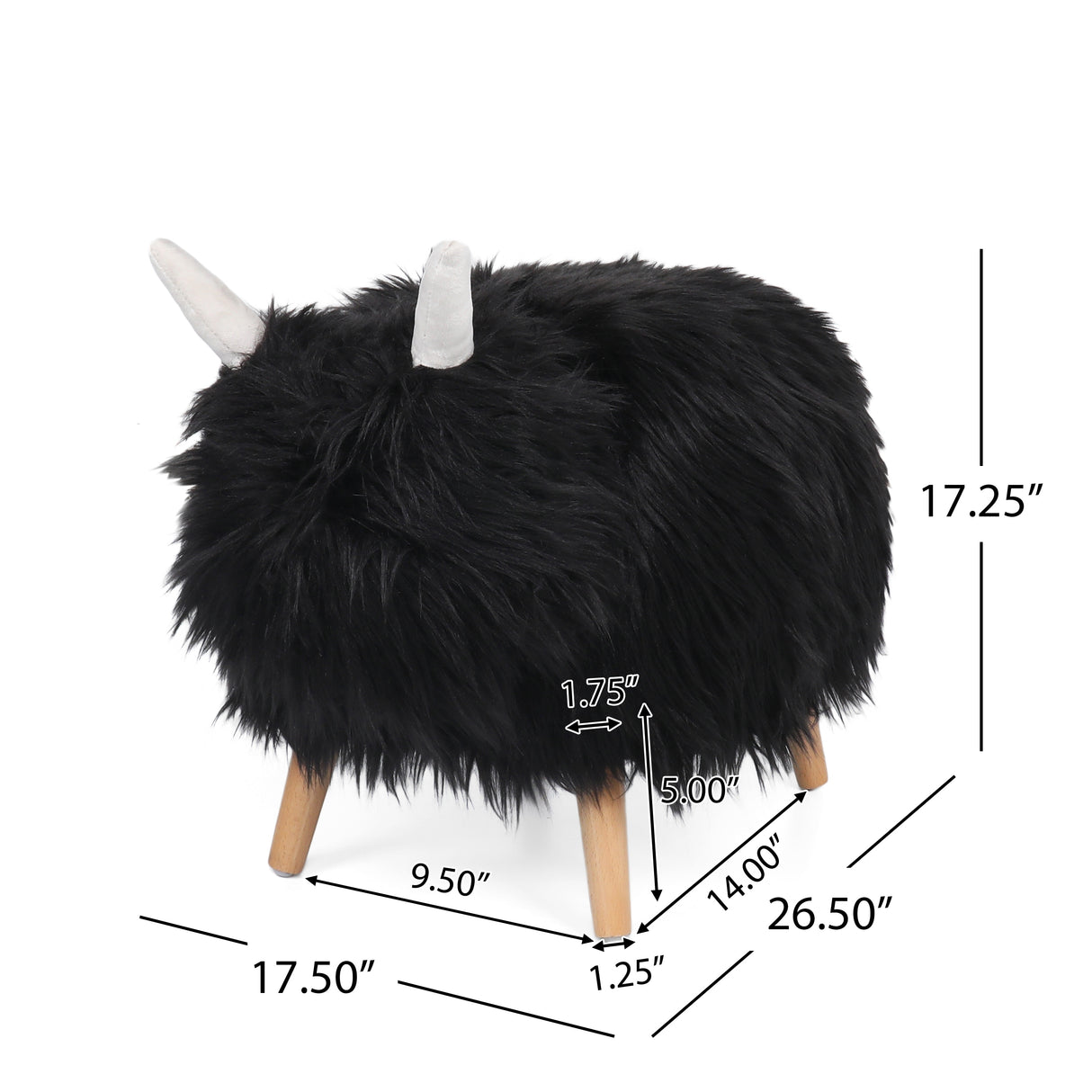 Levi Furry Yak Ottoman by Christopher Knight Home