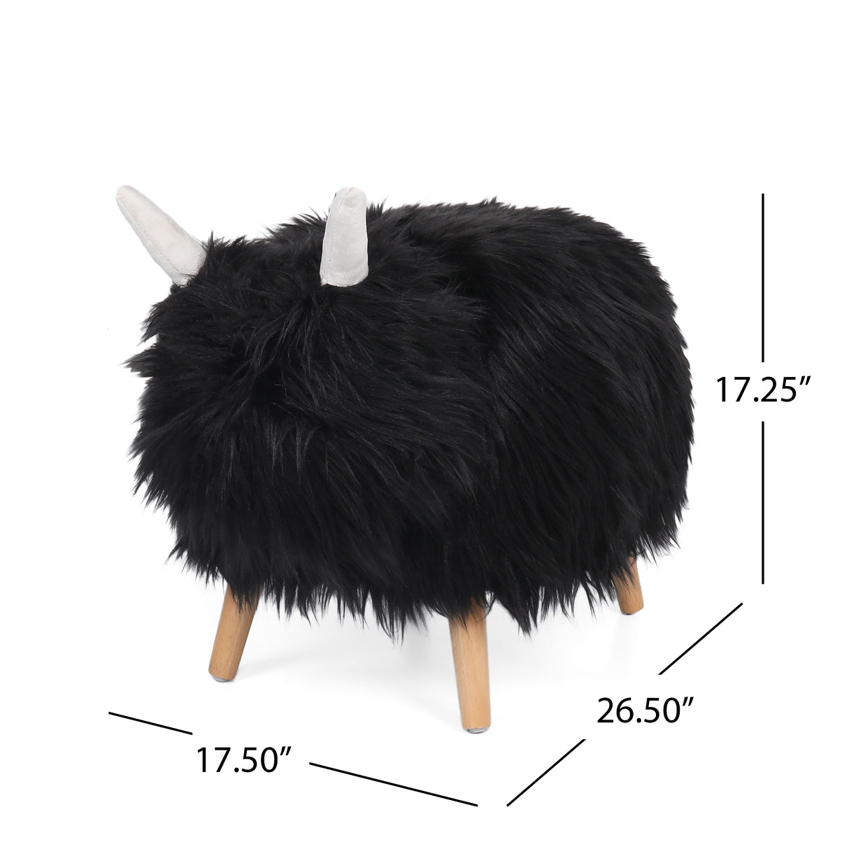 Levi Furry Yak Ottoman by Christopher Knight Home