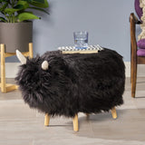 Levi Furry Yak Ottoman by Christopher Knight Home