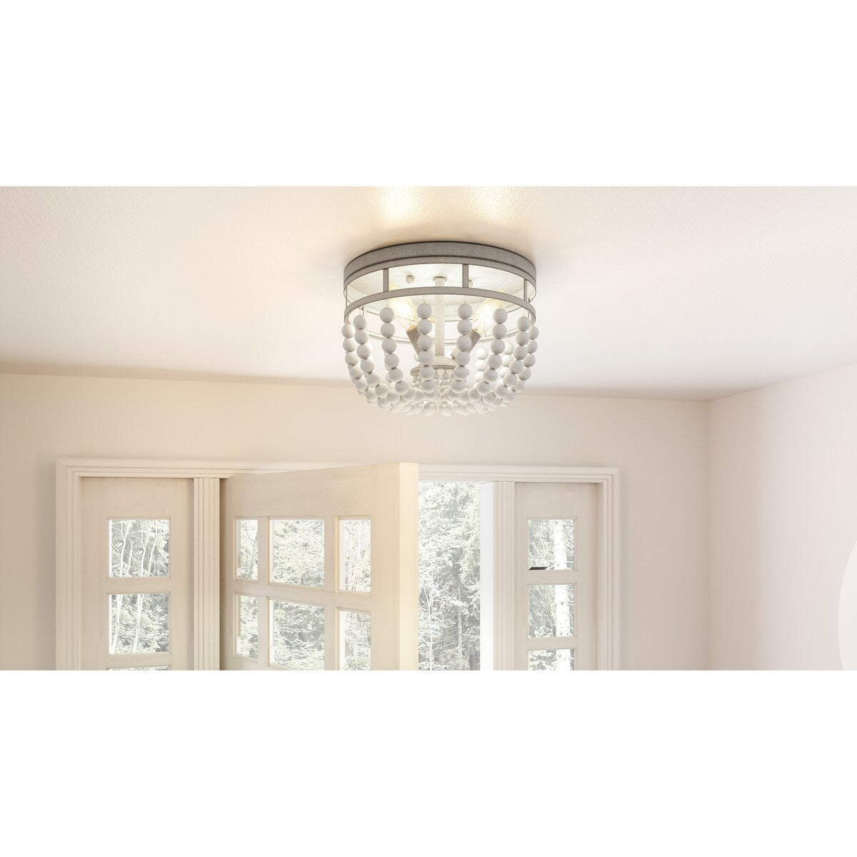 Lewes 3-Light Weathered White Maple Flush Mount - Weathered White Maple