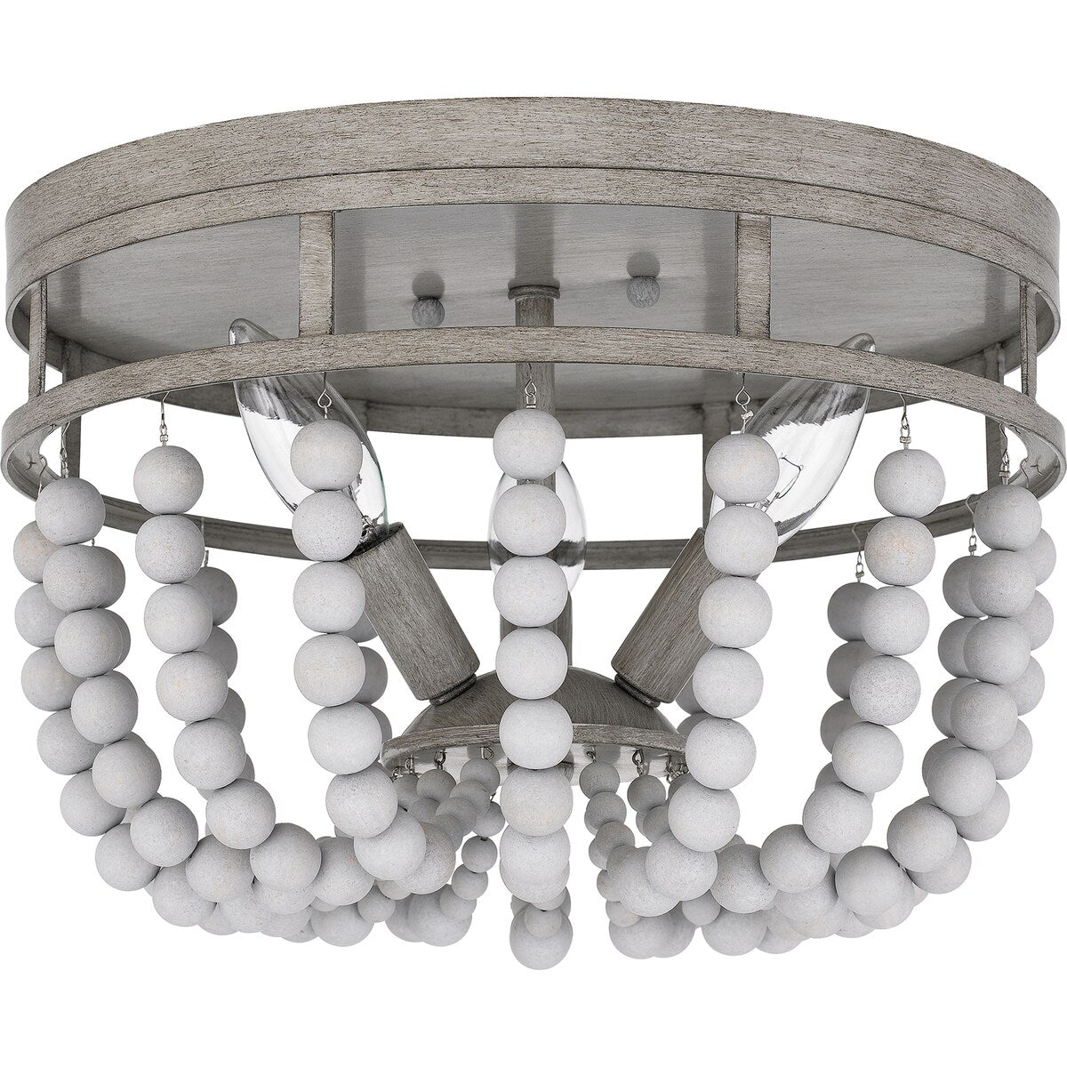 Lewes 3-Light Weathered White Maple Flush Mount - Weathered White Maple