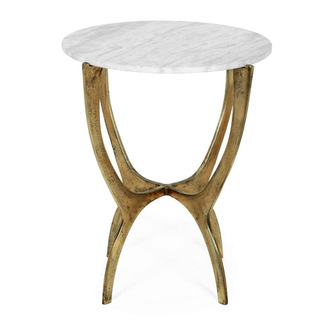 Lexie Indoor Marble and Aluminum Handcrafted Side Table by Christopher Knight Home