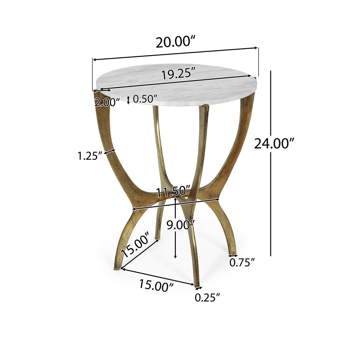 Lexie Indoor Marble and Aluminum Handcrafted Side Table by Christopher Knight Home