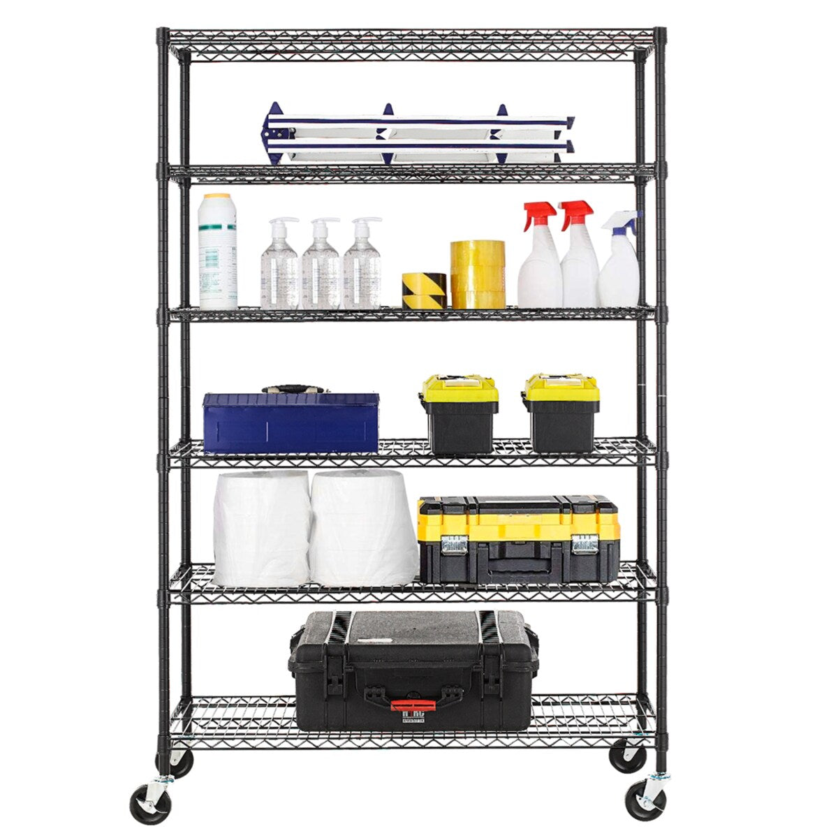 Liam 6-Tier NSF Certified Wire Shelving Unit Rack with Adjustable Shelving and Includes Wheels
