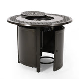 Liam Outdoor 4 Seater Wicker Swivel Chair and Fire Pit Set by Christopher Knight Home