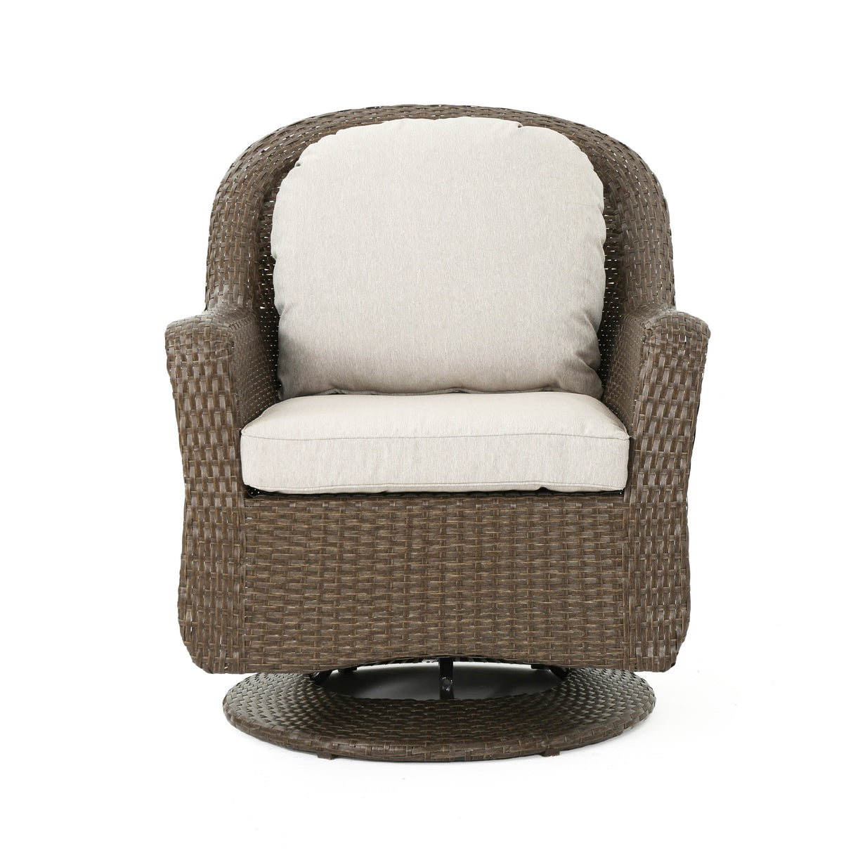 Liam Outdoor 4 Seater Wicker Swivel Chair and Fire Pit Set by Christopher Knight Home