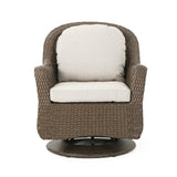 Liam Outdoor 4 Seater Wicker Swivel Chair and Fire Pit Set by Christopher Knight Home