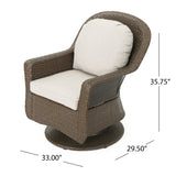 Liam Outdoor 4 Seater Wicker Swivel Chair and Fire Pit Set by Christopher Knight Home