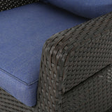 Liam Outdoor 4 Seater Wicker Swivel Chair and Fire Pit Set by Christopher Knight Home