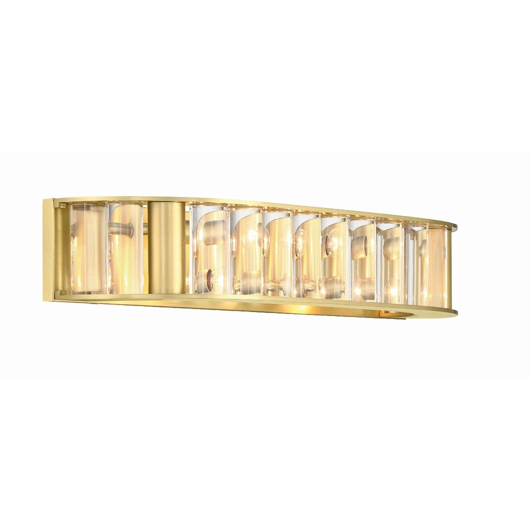 Libby Langdon for Crystorama Farris 4 Light Aged Brass Bathroom Vanity - 21.5"W x 4"H x 7"D