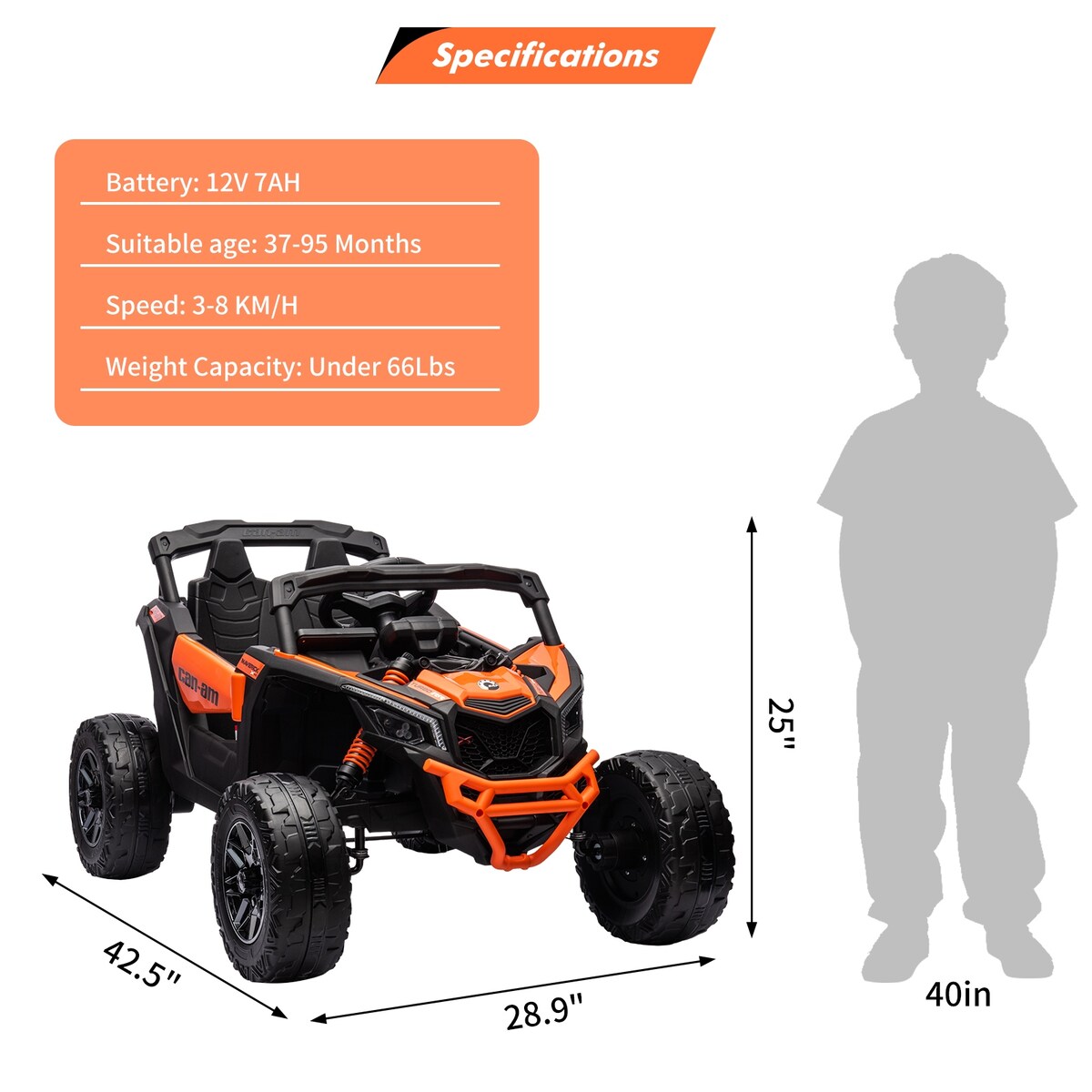 Licensed Can-Am Electric Off-Road UTV Car