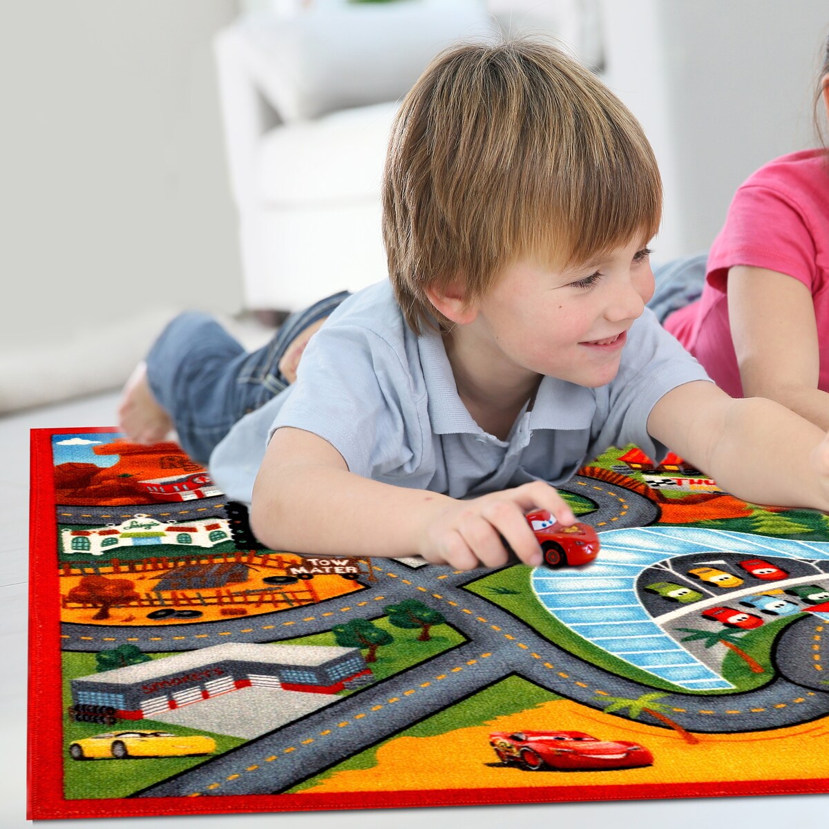 Licensed Disney Cars 3 Road Racer Youth Digital Printed Area Rug - 4' 6" x 6' 6"