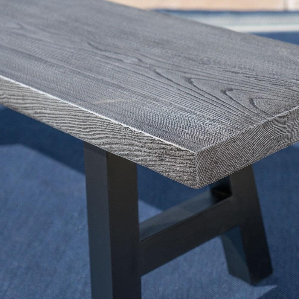 Lido Outdoor Rectangle Concrete Picnic Dining Bench by Christopher Knight Home