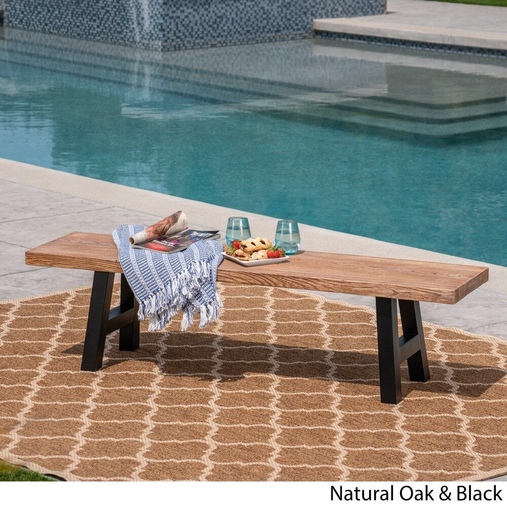 Lido Outdoor Rectangle Concrete Picnic Dining Bench by Christopher Knight Home