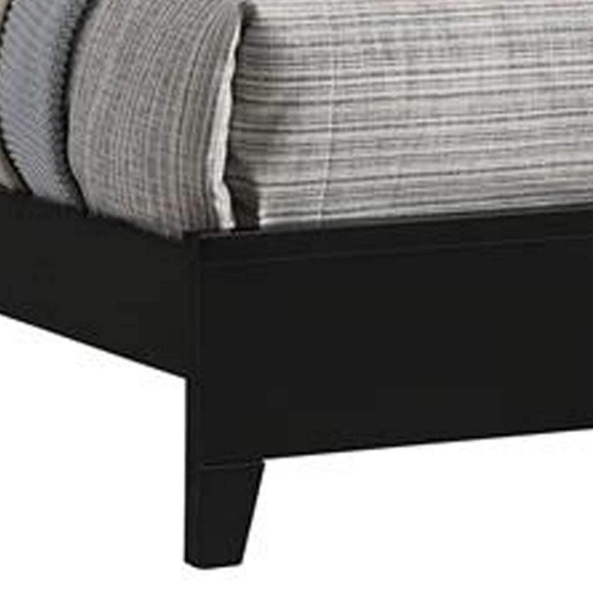 Lif Twin Size Bed, Glitter Filled Panel, High Gloss Solid Wood, Black