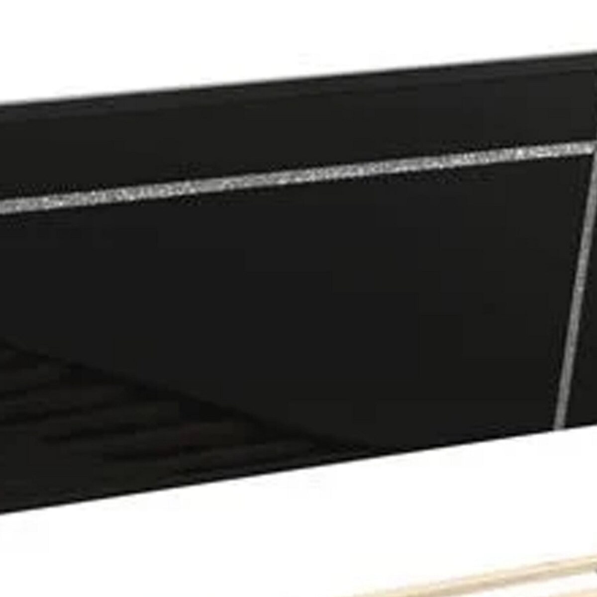 Lif Twin Size Bed, Glitter Filled Panel, High Gloss Solid Wood, Black