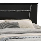 Lif Twin Size Bed, Glitter Filled Panel, High Gloss Solid Wood, Black