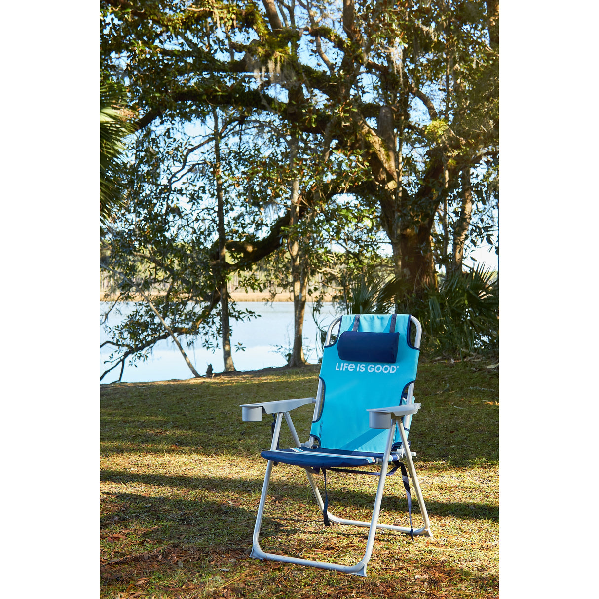 Life is Good Set of 2 Backpack Lawn Chairs with Silver Frame