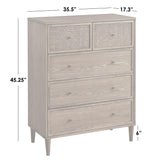 Lifestorey Maxwell 5-Drawer Chest with Natural Cane