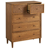 Lifestorey Maxwell 5-Drawer Chest with Natural Cane