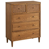 Lifestorey Maxwell 5-Drawer Chest with Natural Cane
