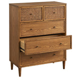 Lifestorey Maxwell 5-Drawer Chest with Natural Cane