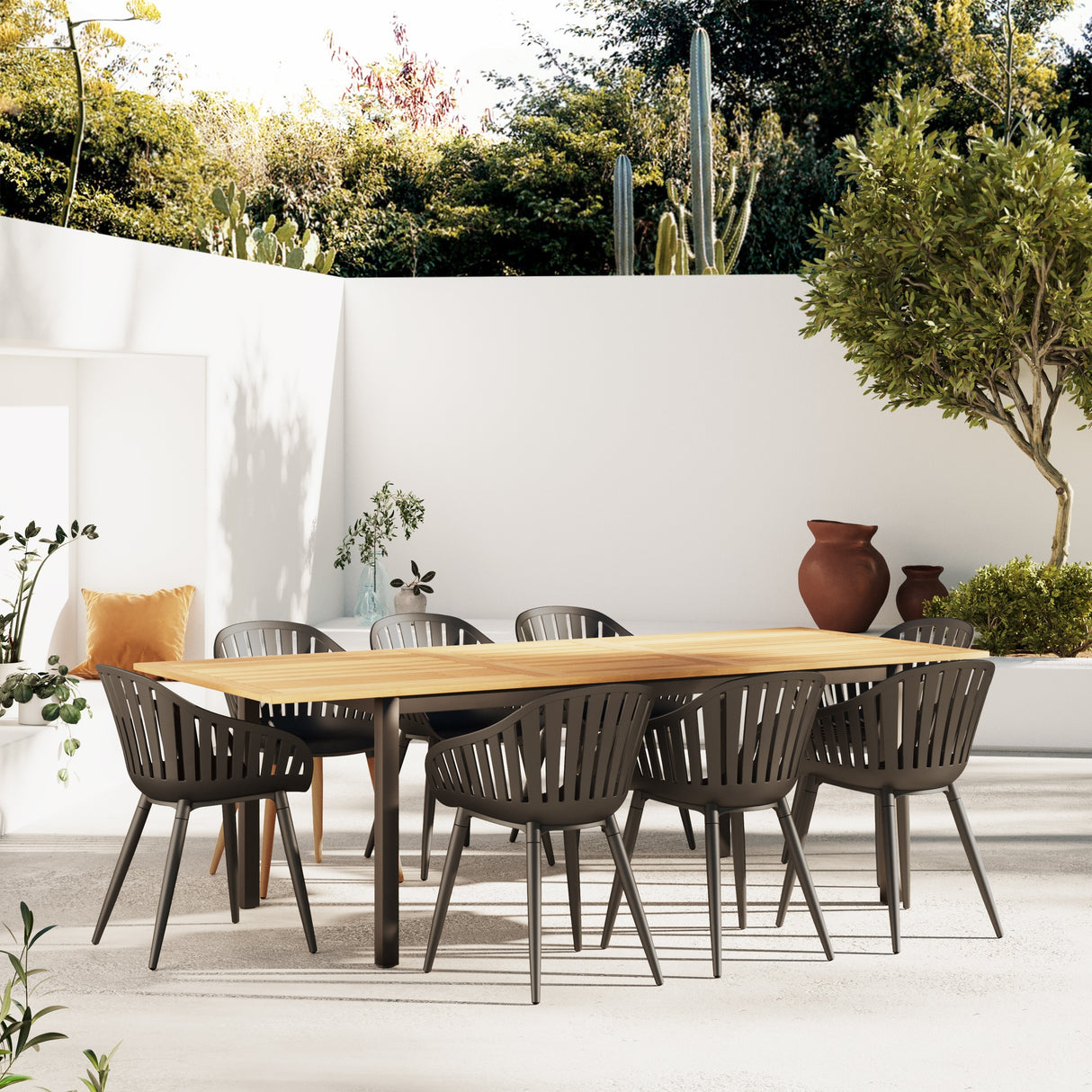 LifestyleGarden 9pc FSC Certified Wood Outdoor Patio Extendable Dining Set