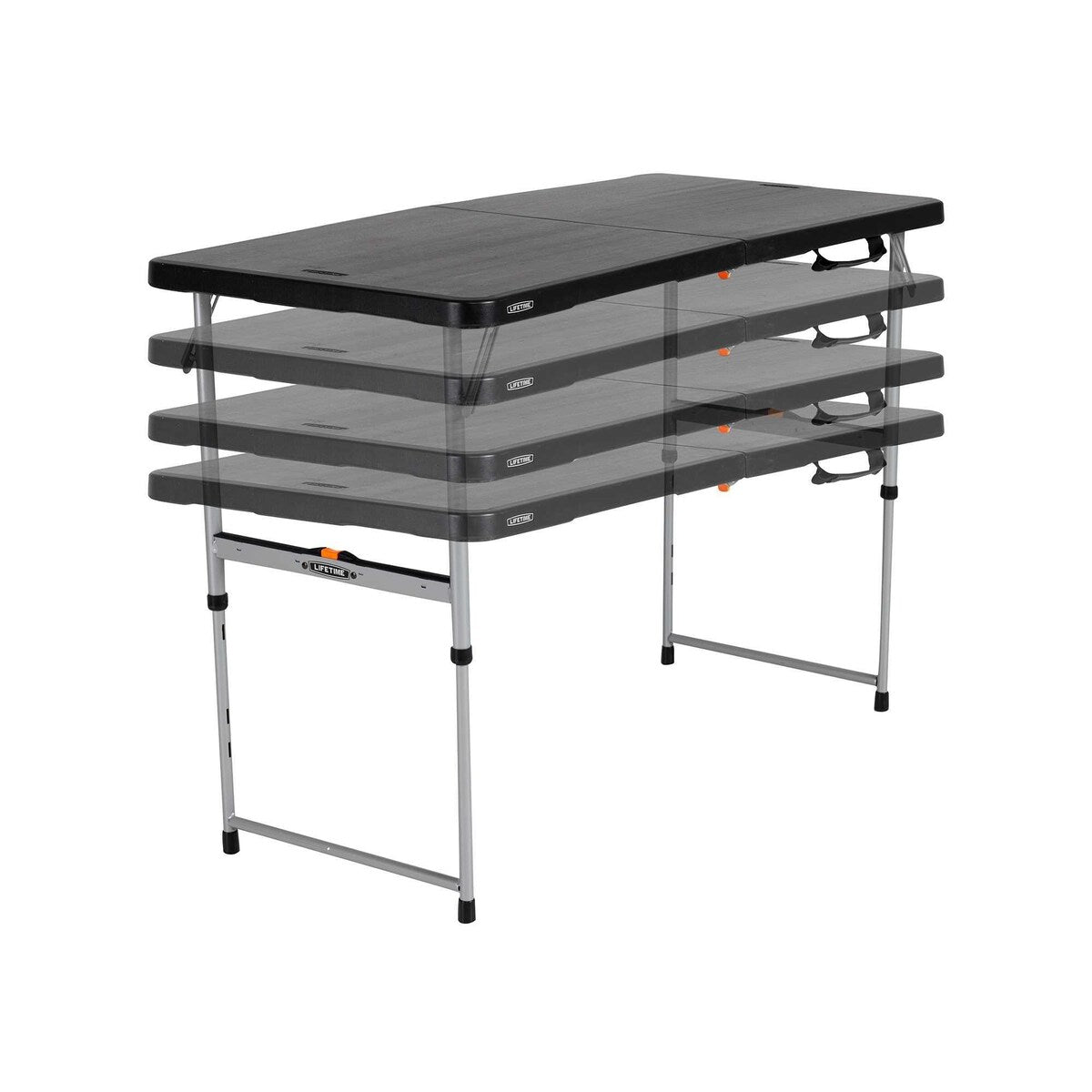 Lifetime 4-Foot Fold-In-Half Adjustable Table, Black (Light Commercial)
