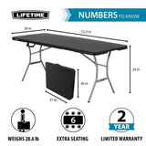 Lifetime 6-Foot Fold-In-Half Table, Black (Light Commercial)