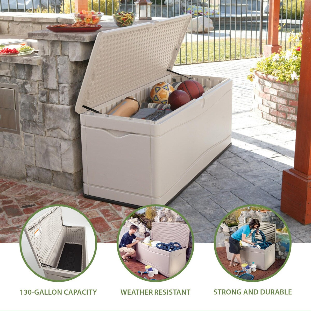 Lifetime Heavy-Duty Outdoor Storage Deck Box (130 Gallon)