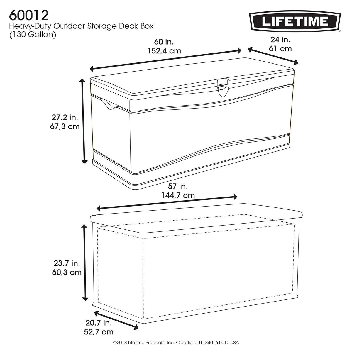 Lifetime Heavy-Duty Outdoor Storage Deck Box (130 Gallon)