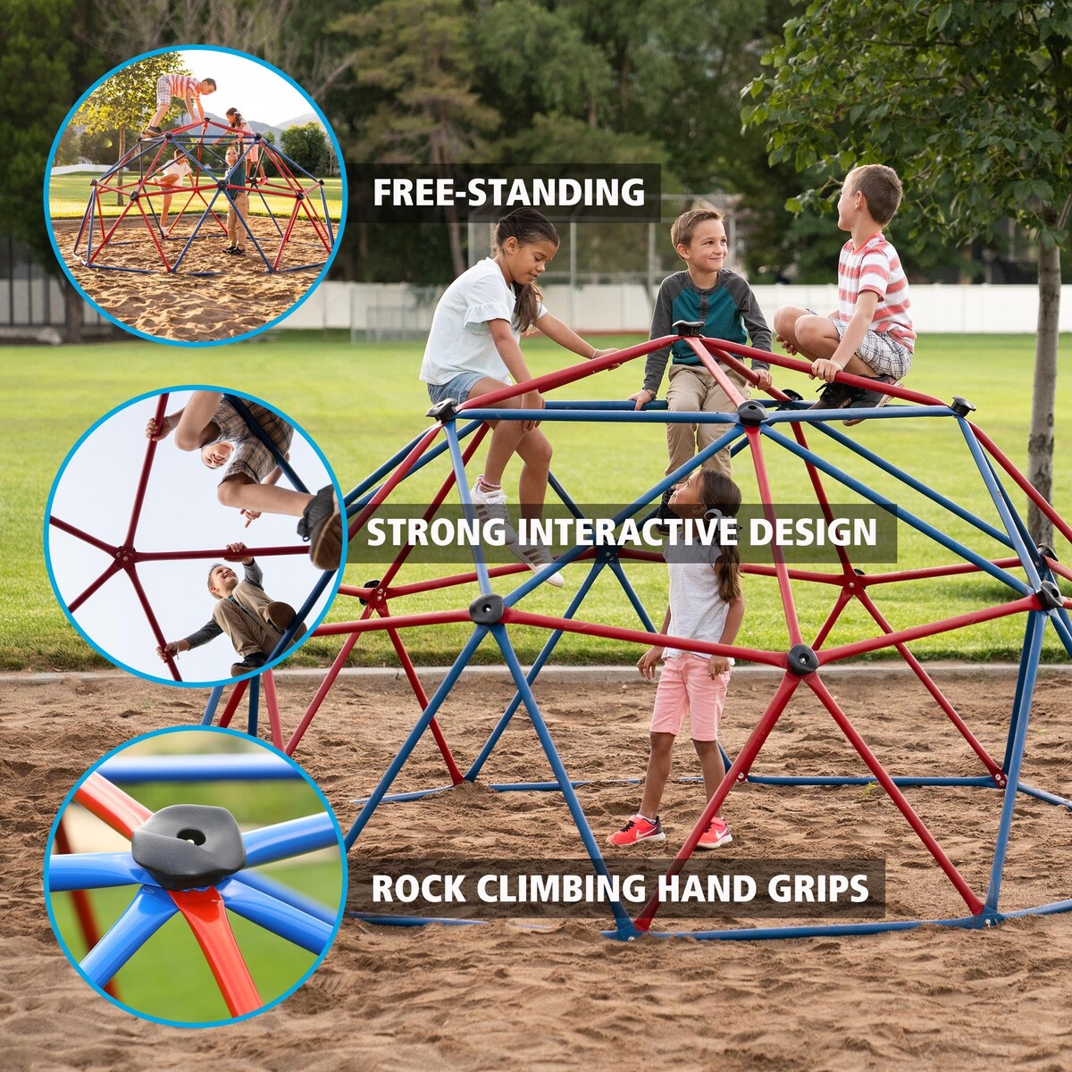 Lifetime Red/Blue Powder-coated-steel Dome Climber with Handholds