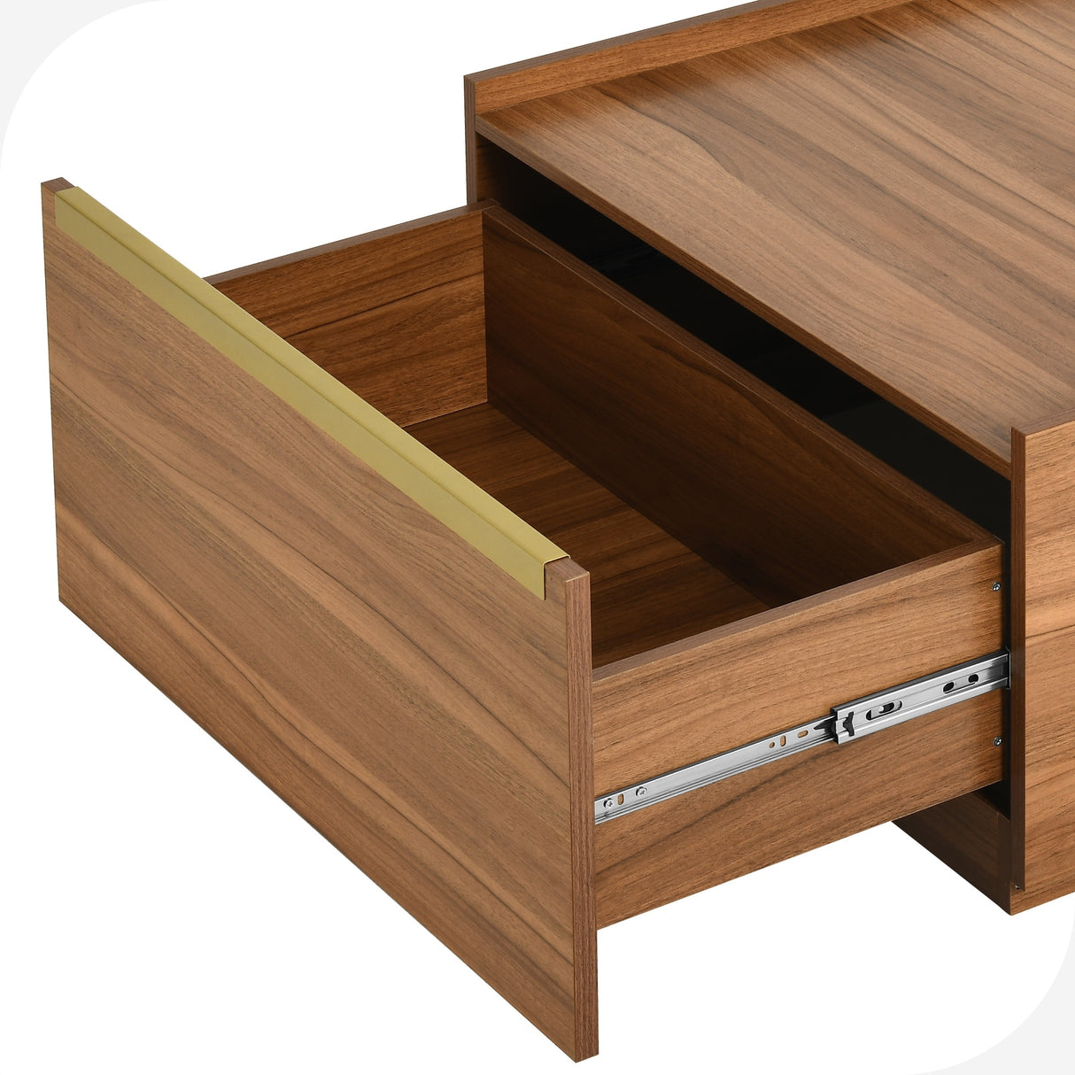 Walnut Square Coffee Table Sofa table with 2 Drawers